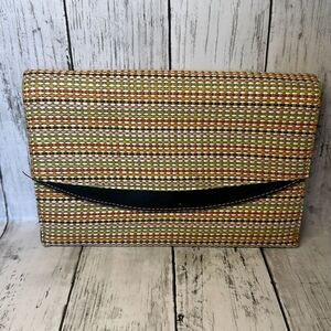 Clutch Purse Multicolor Woven Hand Held Interior Pocket, Outside Slide Pocket‎